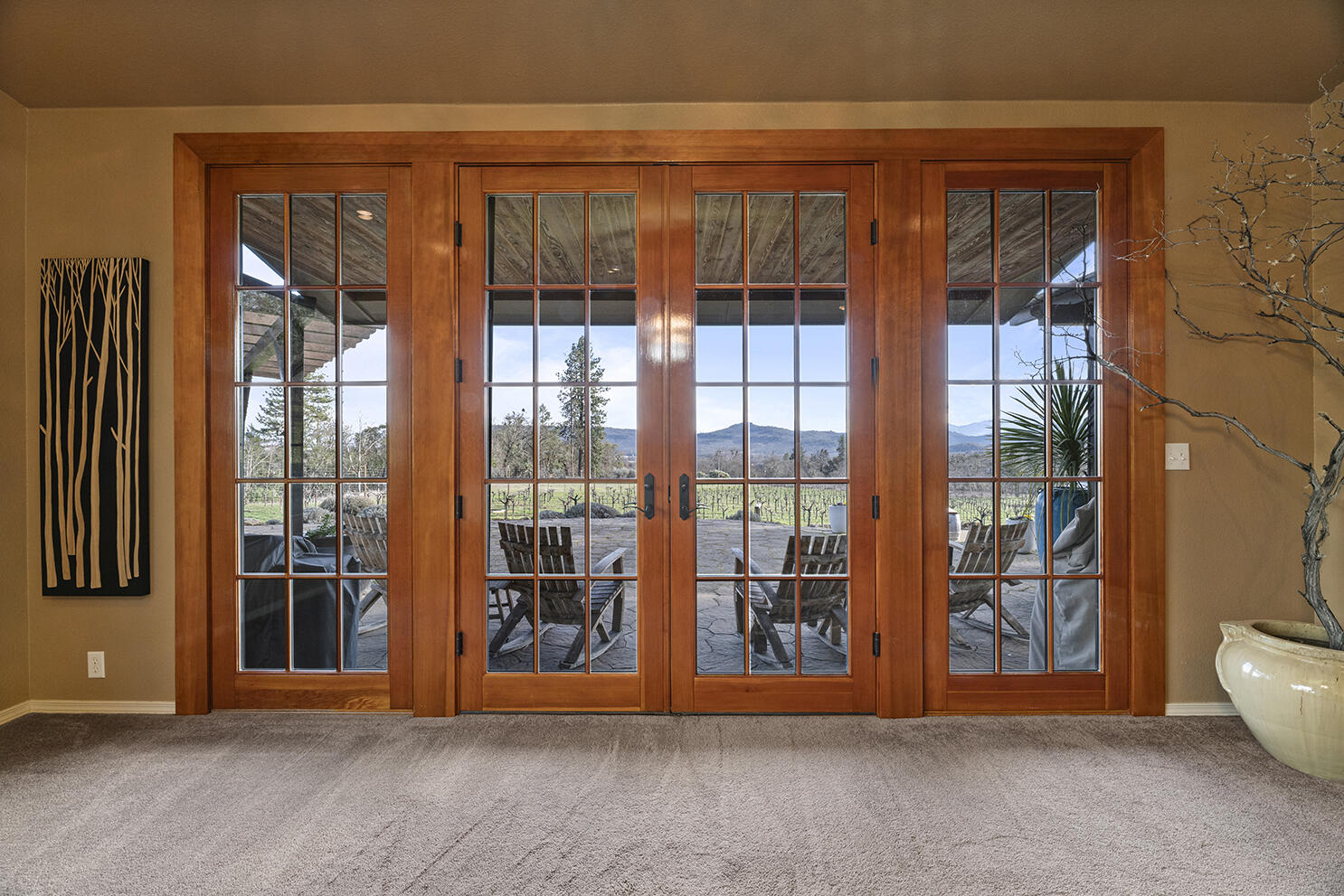 1052 Holcomb Springs Road Gold Hill, OR 97525 - Photo 42 of 65 French Doors Opening to Covered Patio and Vineyard Setting