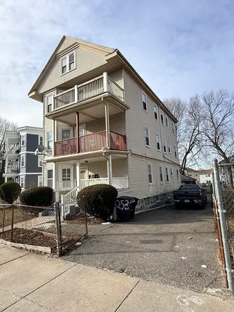 a front view of a large building