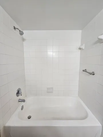 a bathroom with a bathtub