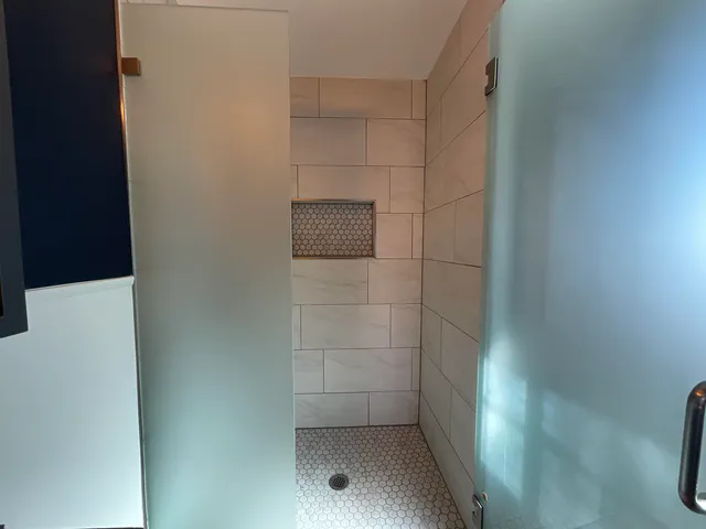 a bathroom with a shower
