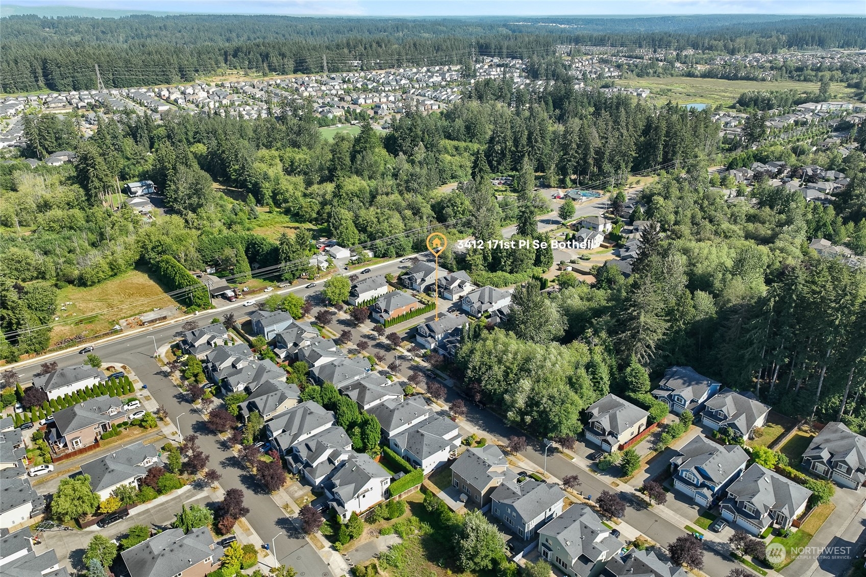 3412 171st Place Southeast Bothell, WA 98012 - Photo 40 of 40 an aerial view of a city with lots of residential buildings