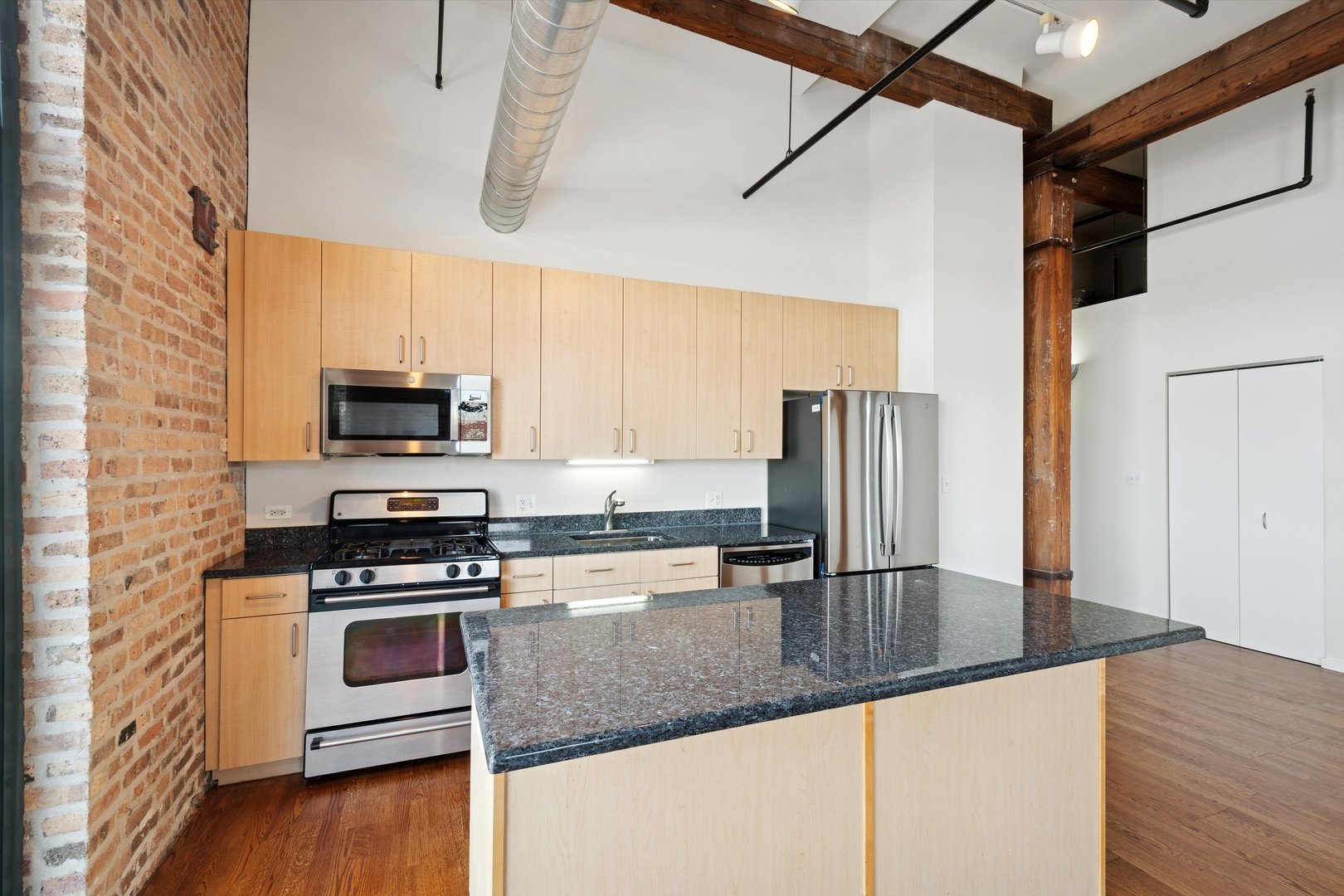 3500 South Sangamon Street, Unit 401 Chicago, IL 60609 - Photo 6 of 18 a kitchen with stainless steel appliances granite countertop a sink a stove and microwave