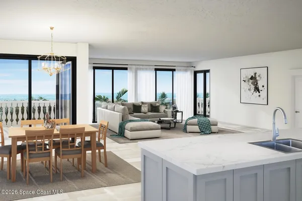 a front view of a building with windows