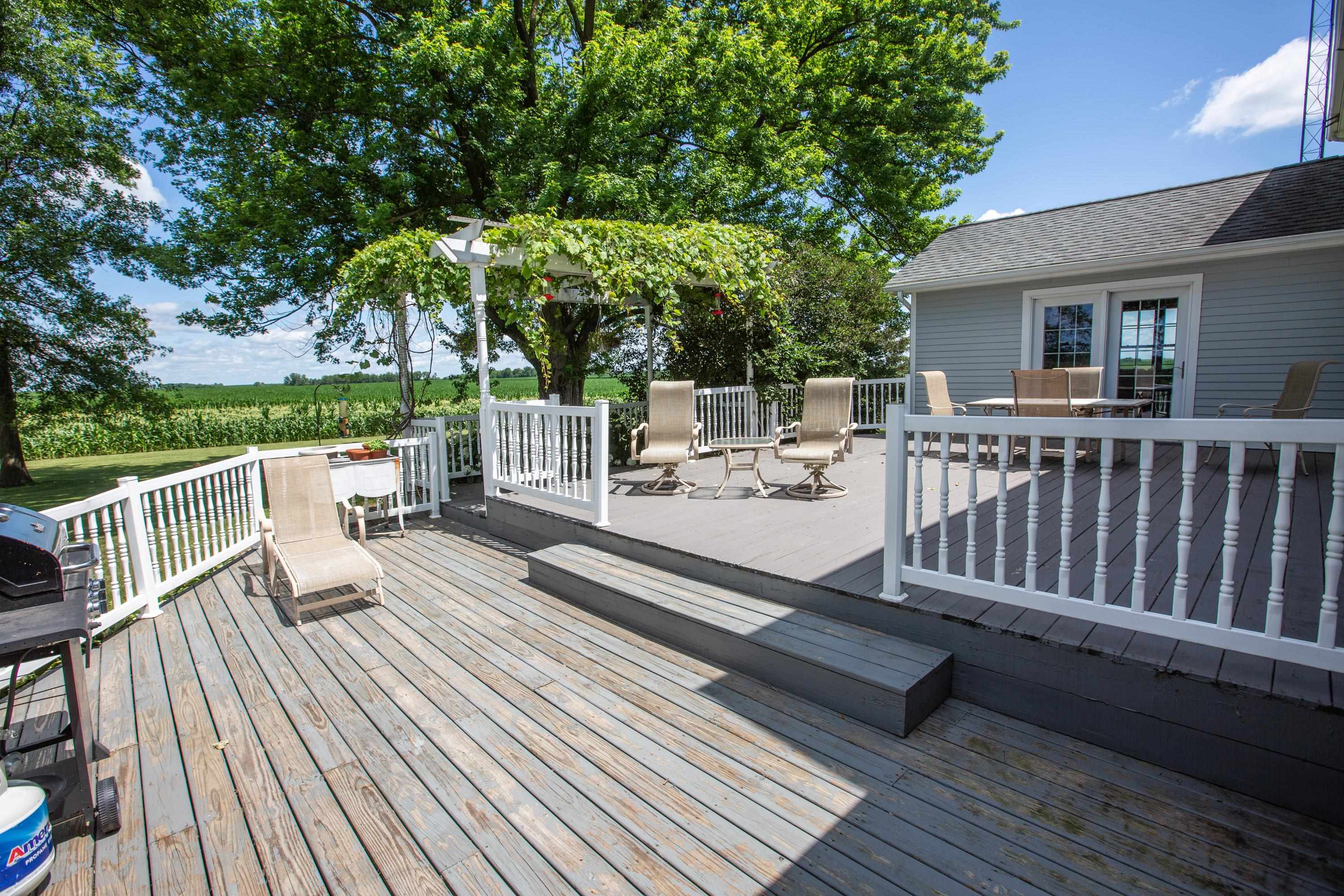 17092 Blackhawk Road Shullsburg, WI 53586 - Photo 38 of 50 a view of balcony with wooden floor and outdoor seating