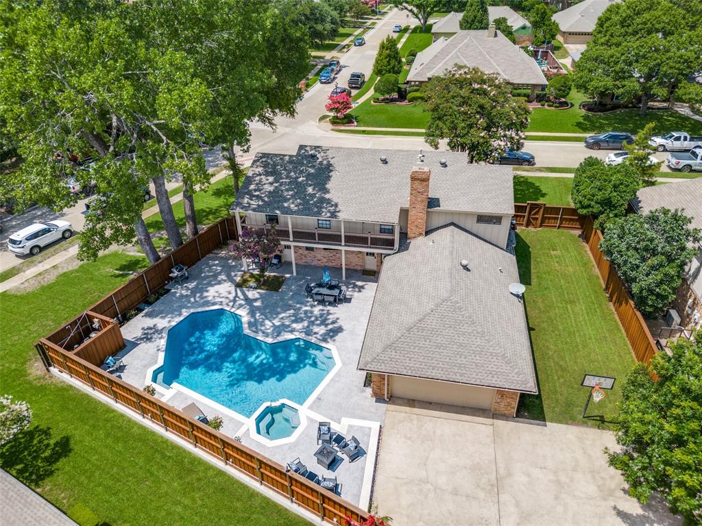 an aerial view of a house