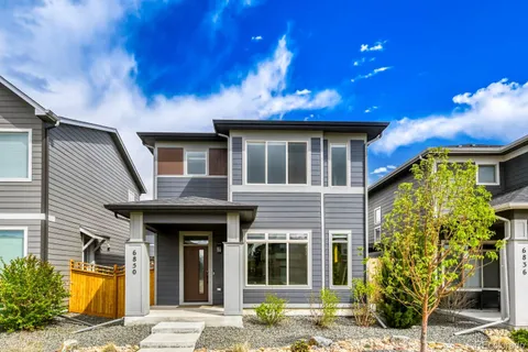 a view of a building with a large window