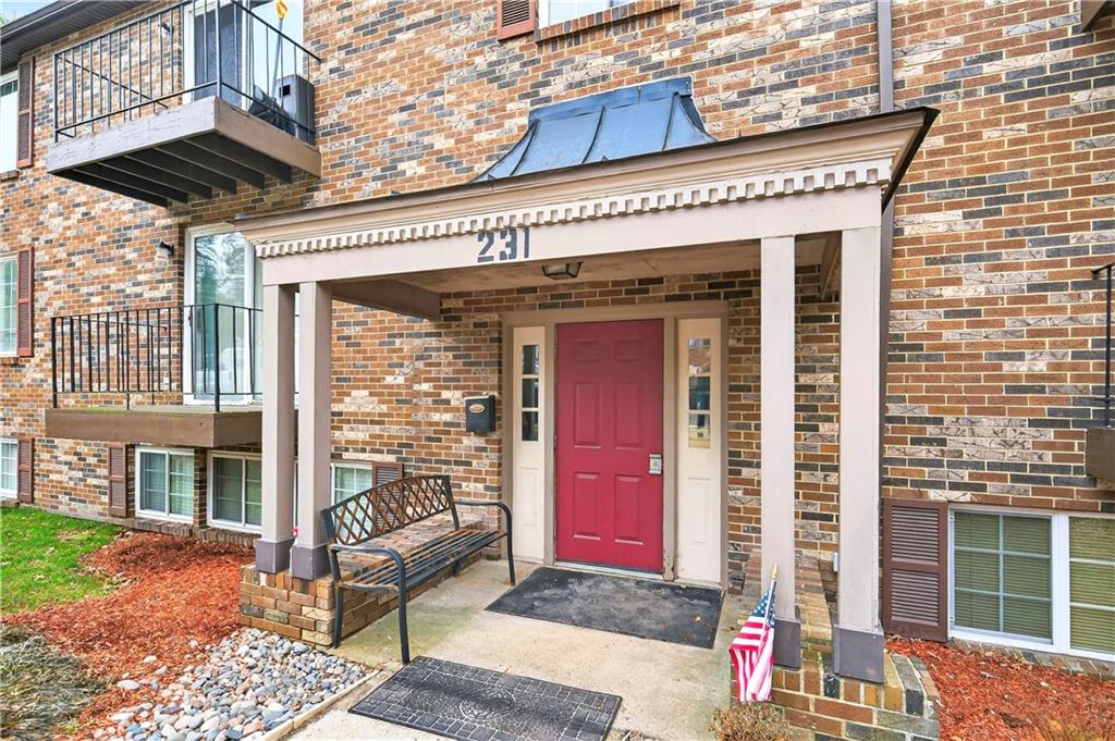 front view of a building with a glass door