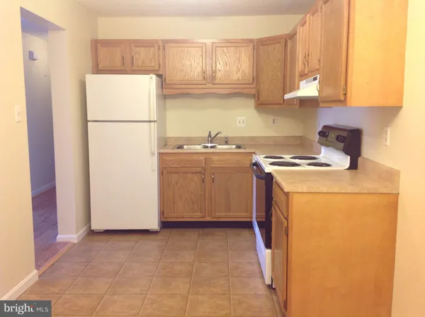 a kitchen with a refrigerator a stove a sink and cabinets