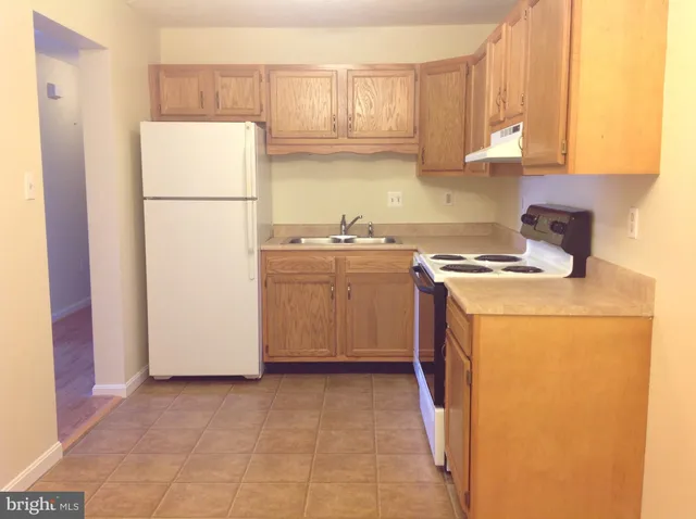 a kitchen with a refrigerator a stove a sink and cabinets