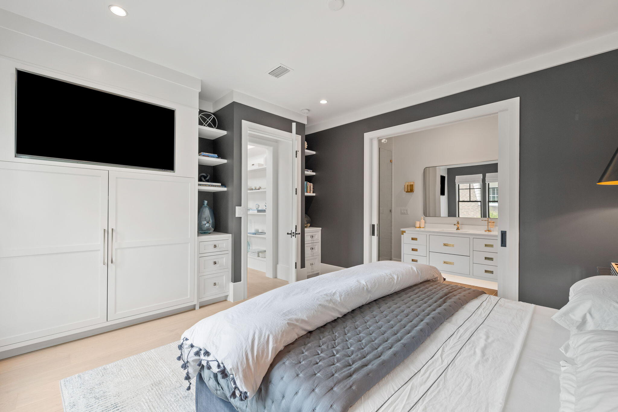 17 North Watch Tower Lane Watersound, FL 32461 - Photo 116 of 195 a bedroom with a bed and a flat screen tv