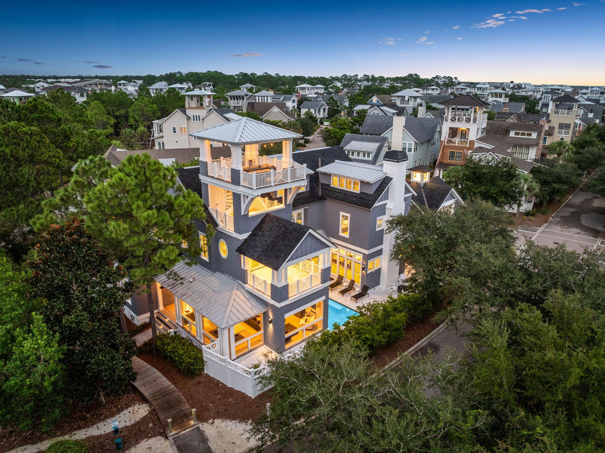 17 North Watch Tower Lane Watersound, FL 32461 - Photo 34 of 195 an aerial view of residential houses with outdoor space and parking