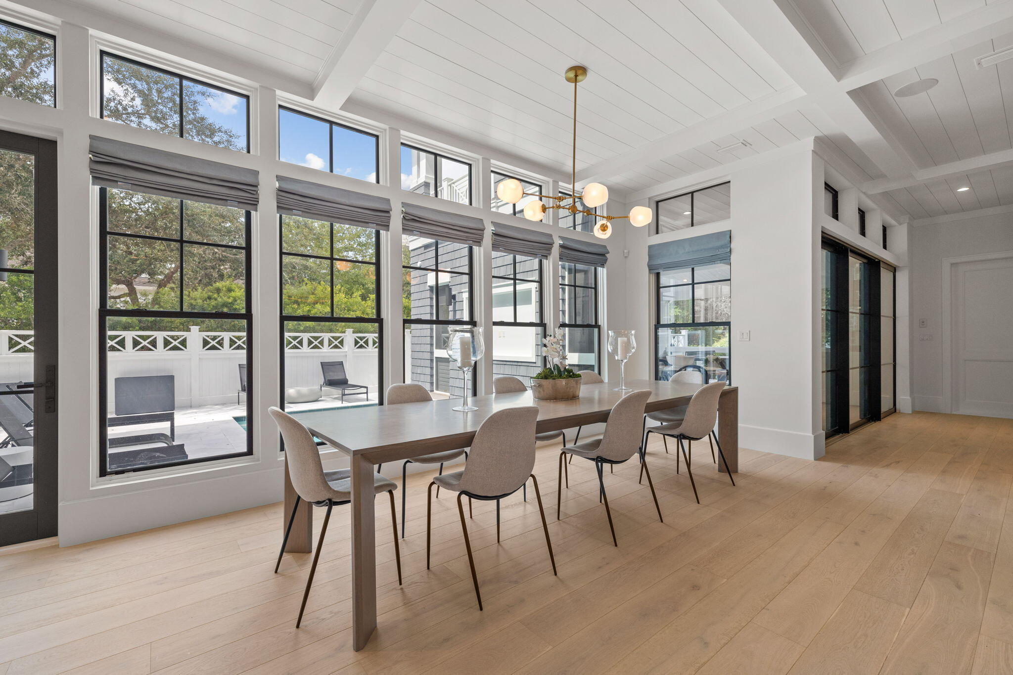 17 North Watch Tower Lane Watersound, FL 32461 - Photo 68 of 195 a view of a dining room with furniture large windows and wooden floor
