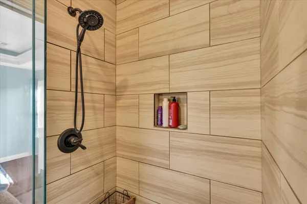 a bathroom with a shower