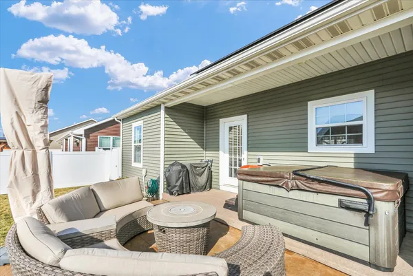 a outdoor living space with furniture