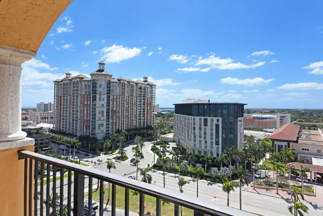 a view of a city from a balcony