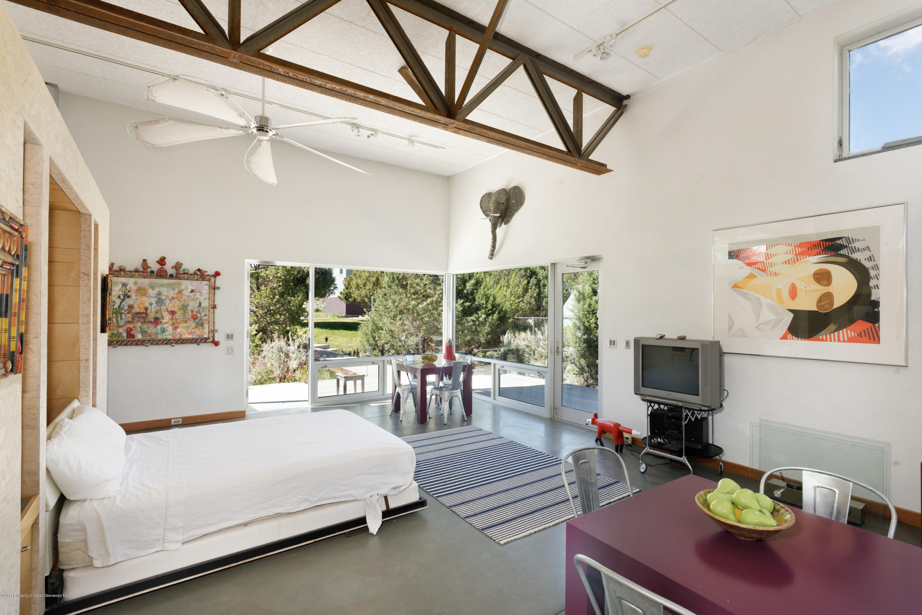 525 Cactus Flats Road Carbondale, CO 81623 - Photo 35 of 49 a bedroom with a bed a flat screen tv and a window