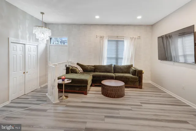 a living room with furniture