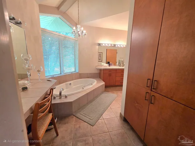 a bath tub sitting in a bathroom next to a window