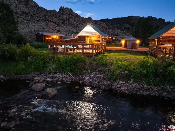 a view of a backyard with mountain view
