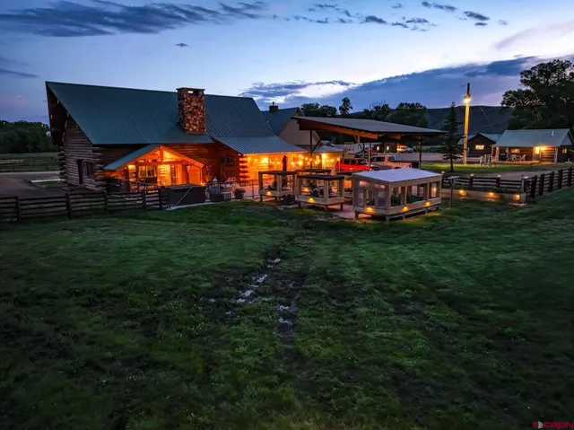 a view of a backyard with mountain view