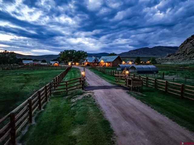 a view of a lake with a city