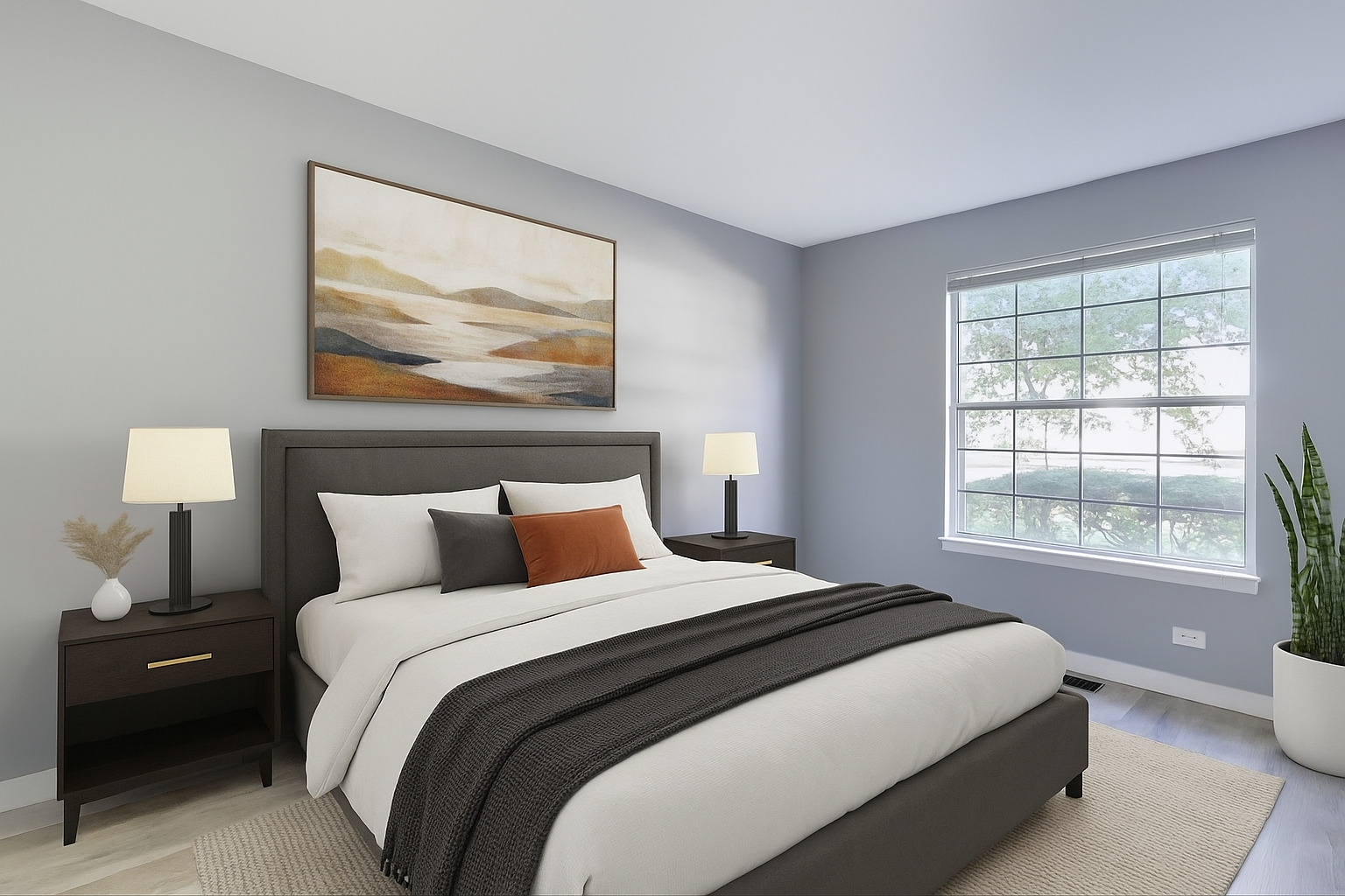 609 Hanover Court, Unit X1 Schaumburg, IL 60194 - Photo 9 of 25 a bedroom with a bed and a lamp