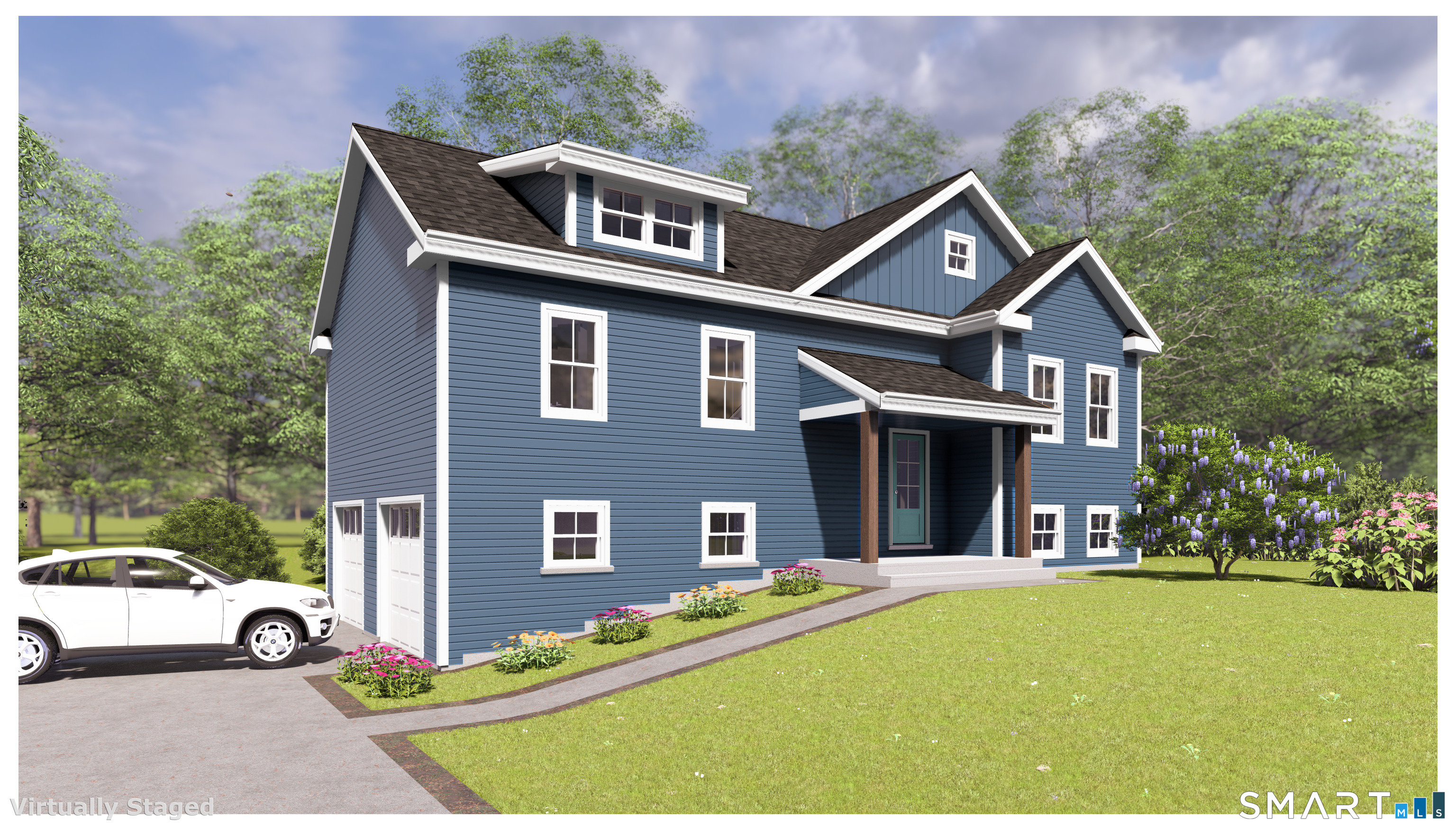 a front view of a house with yard