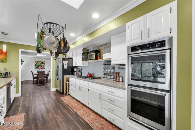 a kitchen with lots of counter top space