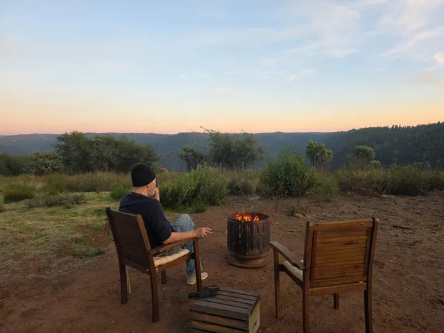 a view of a chairs in a patio