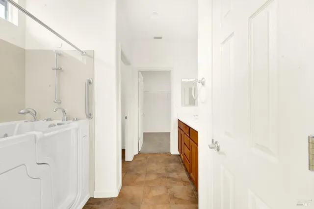 a view of a room with racks on the wall