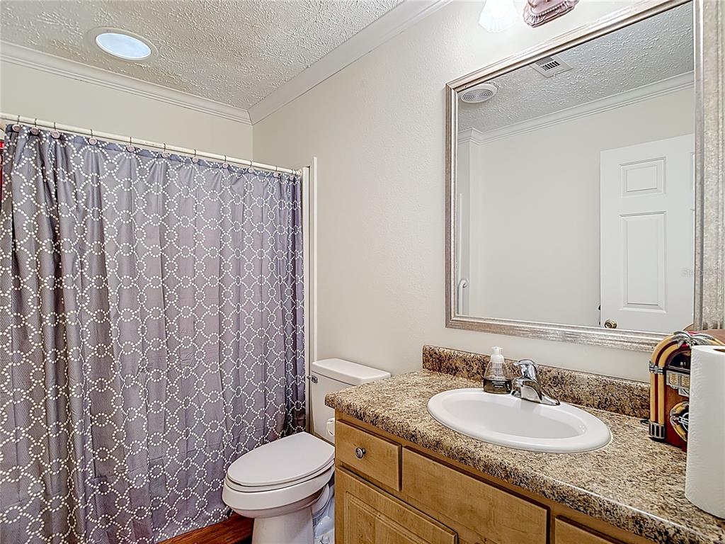 15821 Archer Street Hudson, FL 34667 - Photo 46 of 77 a bathroom with a granite countertop sink toilet and a mirror