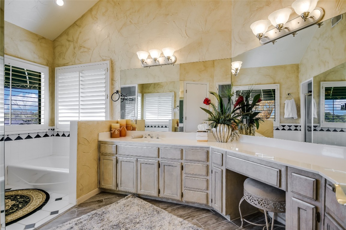 333 Quail Run Court Spicewood, TX 78669 - Photo 17 of 37 Primary bath goals: double vanity, soaking tub, and a separate walk-in shower for maximum comfort.