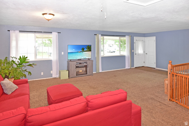 315 Park Street Inkom, ID 83245 - Photo 4 of 28 Spacious living area featuring light blue walls and neutral carpet flooring