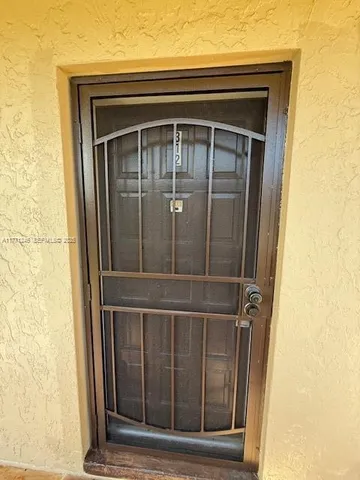 a view of wooden door