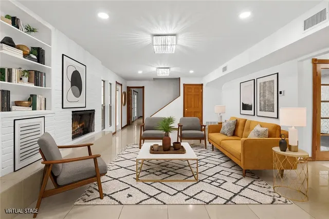 a living room with furniture