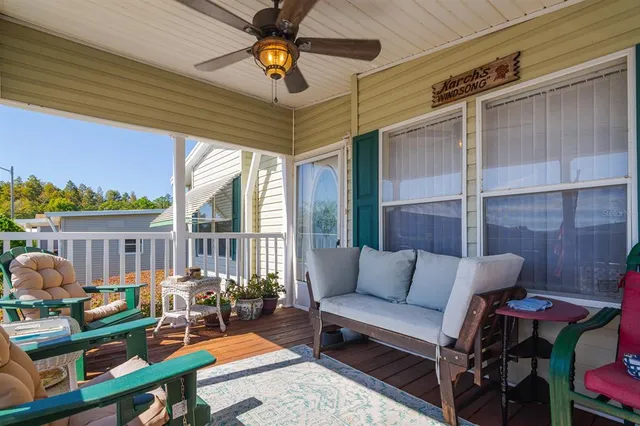 a balcony with furniture