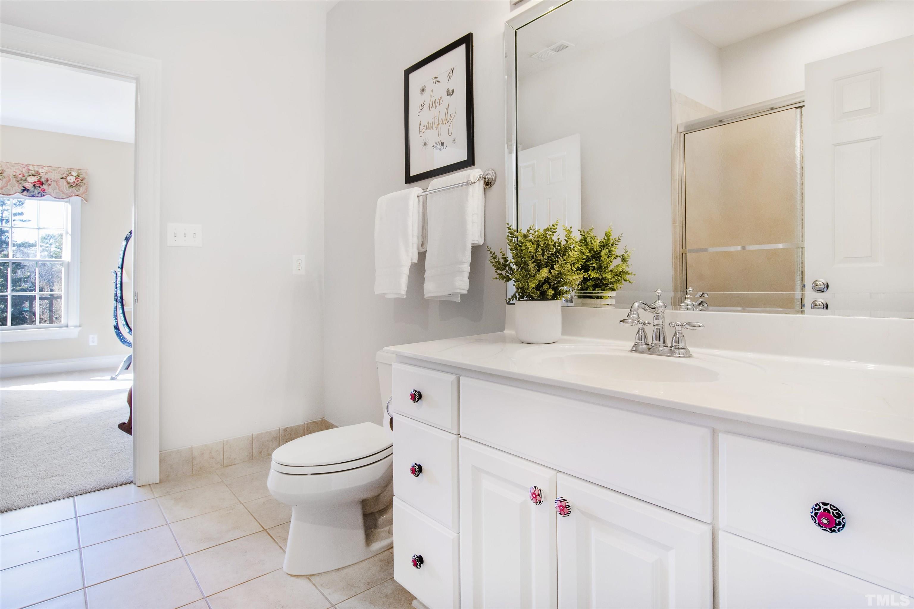 5844 Applegarth Lane Raleigh, NC 27614 - Photo 40 of 70 a bathroom with a sink a toilet and mirror