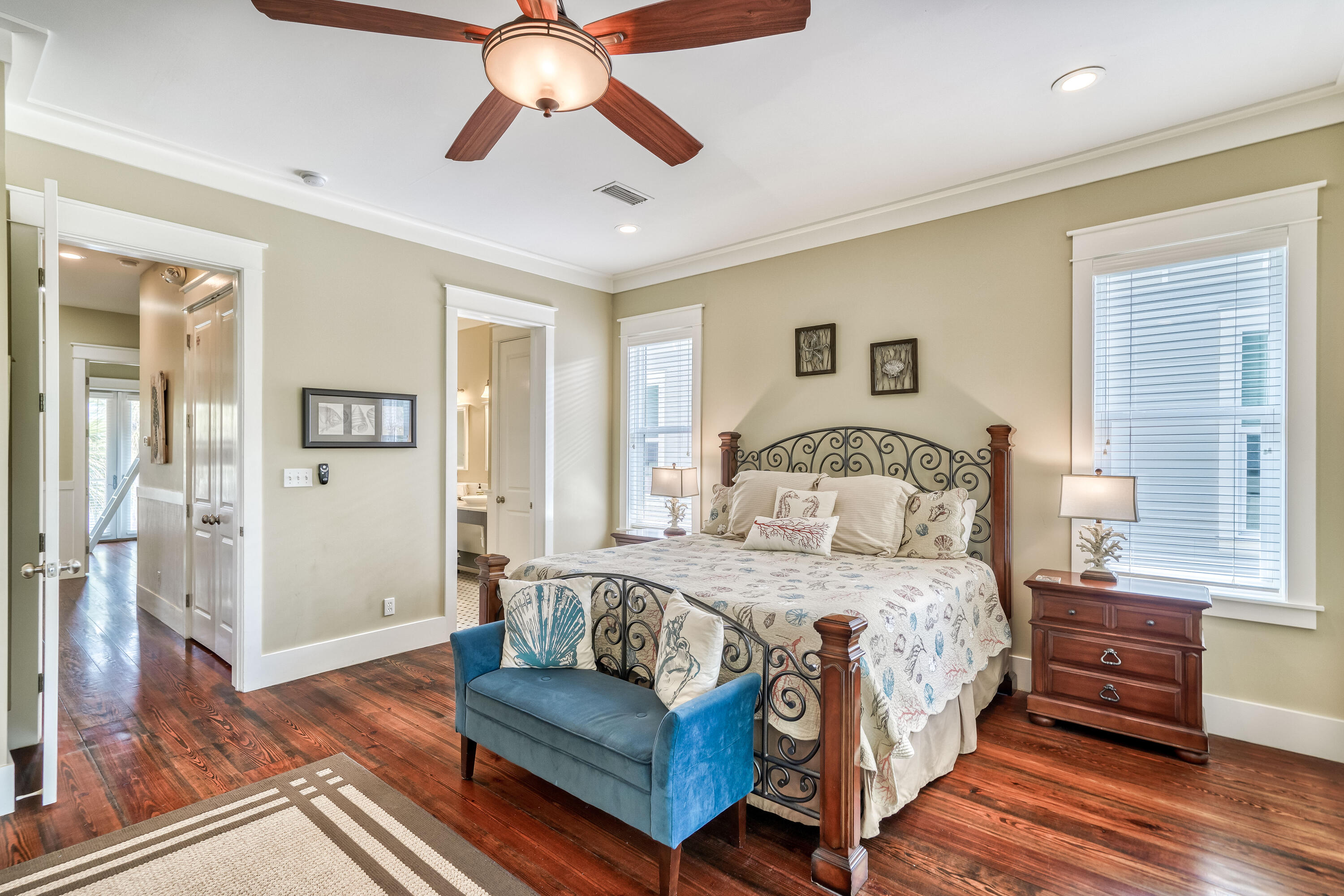 48 Cast Net Lane Inlet Beach, FL 32461 - Photo 37 of 61 a bedroom with a bed wooden floor and window