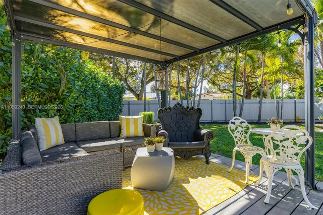 a view of an outdoor sitting area