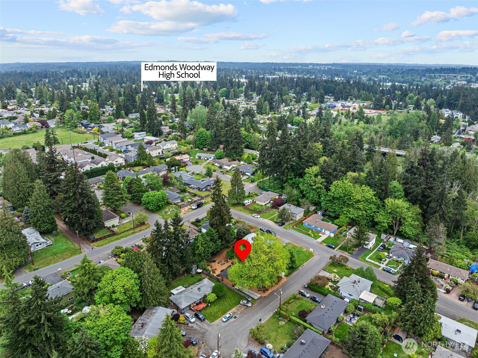 8629 223rd Street Southwest Edmonds, WA 98026 - Photo 35 of 40 an aerial view of residential houses with outdoor space and trees