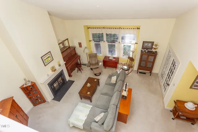 a view of a fireplace in a room