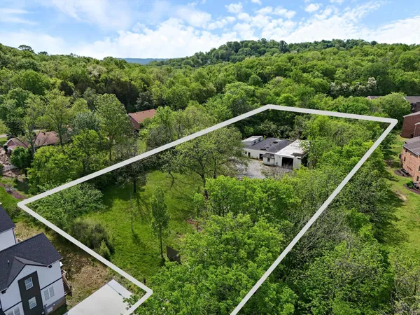 a view of a balcony with a forest