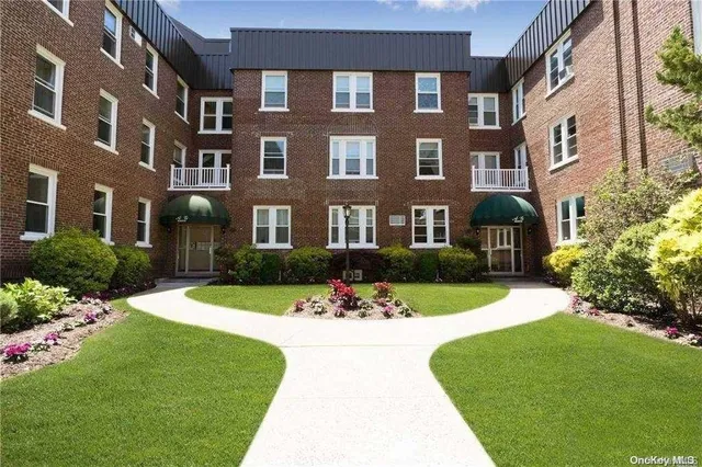 a view of a building with garden