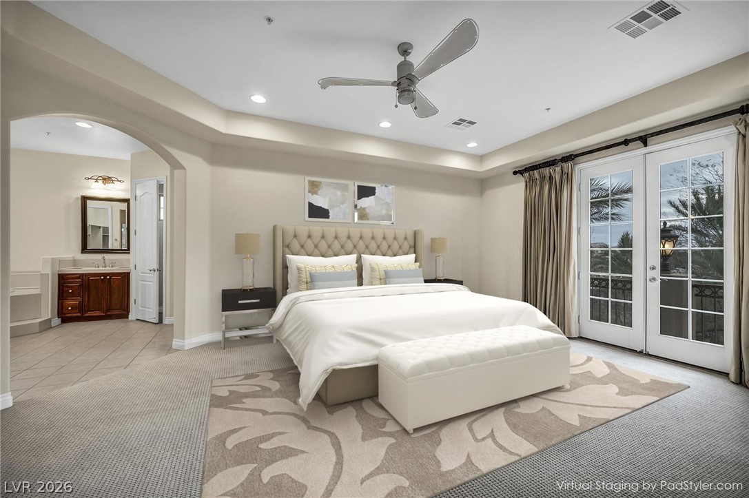 75 Luce Del Sole, Unit 3 Henderson, NV 89011 - Photo 17 of 81 "Virtually Staged" Primary Suite with Juliet Balcony
