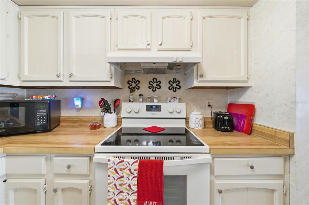 110 North Tremain Street, Unit 109 Mount Dora, FL 32757 - Photo 6 of 45 a kitchen with stainless steel appliances granite countertop a stove and white cabinets