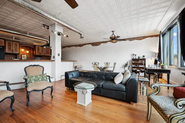 a living room with furniture