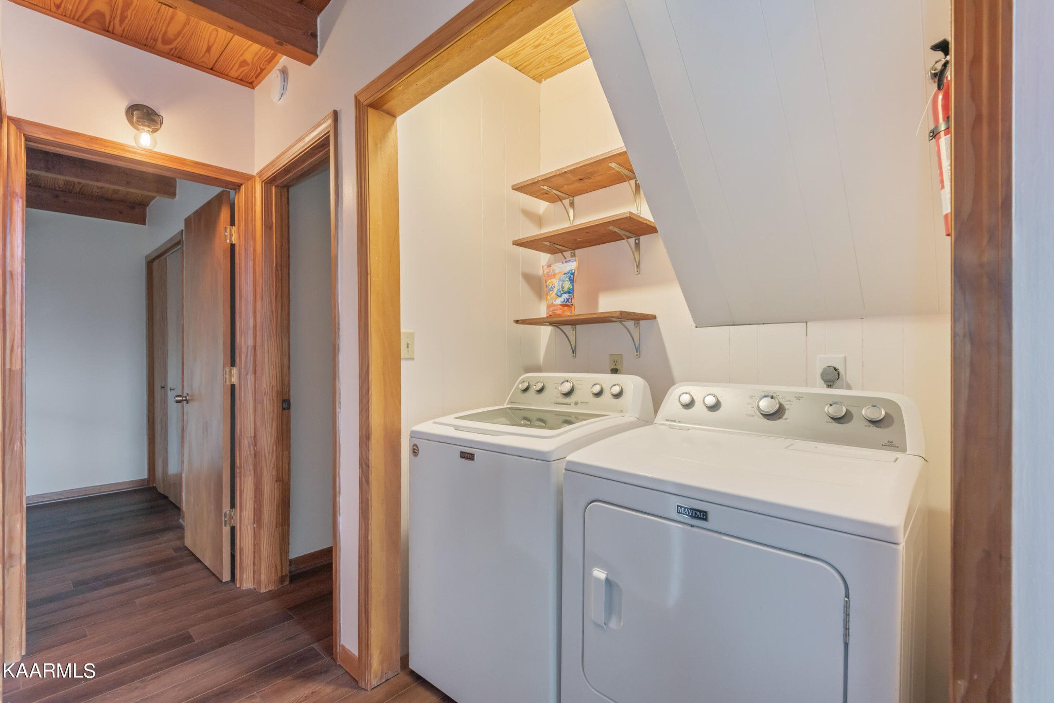 2356 Black Oak Ridge Road Sevierville, TN 37876 - Photo 23 of 33 a view of washer and dryer with wooden floor