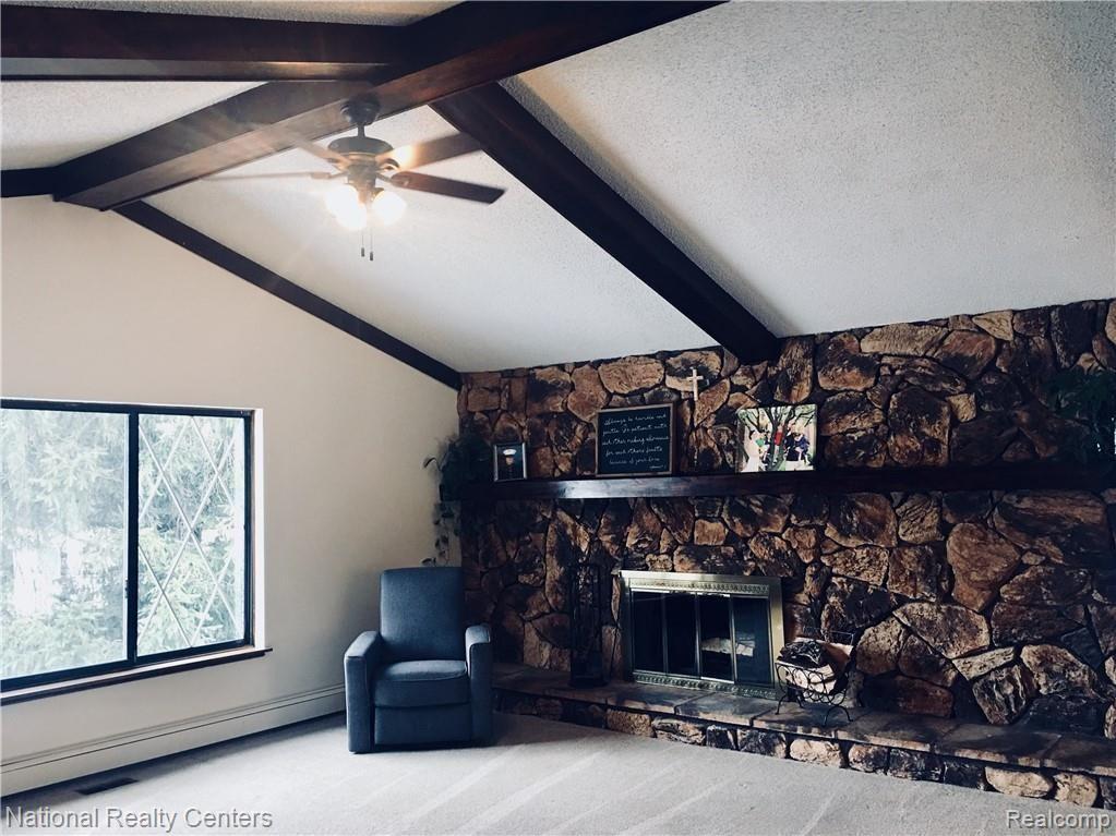 2922 North Lake George Road Dryden, MI 48428 - Photo 25 of 64 Wood Burning Natural Fireplace, impressive Stone Surround