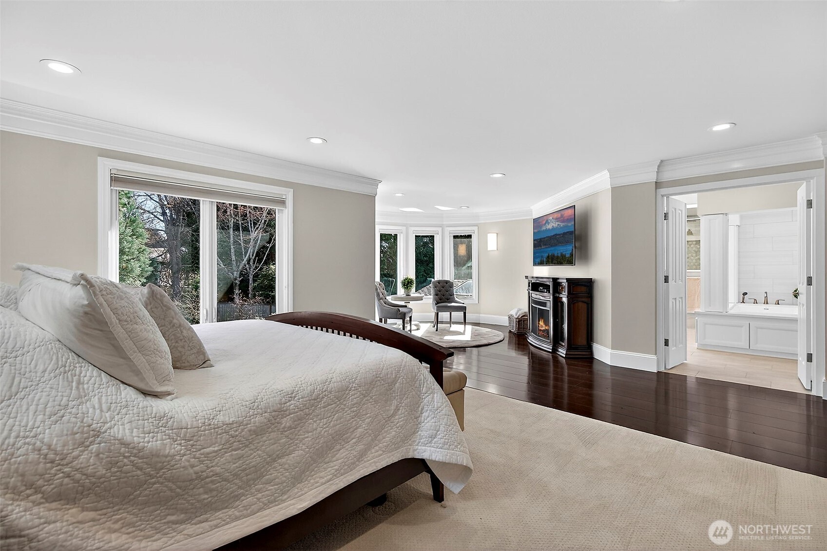 34529 5th Place Southwest Federal Way, WA 98023 - Photo 30 of 40 a bedroom with a bed and large windows