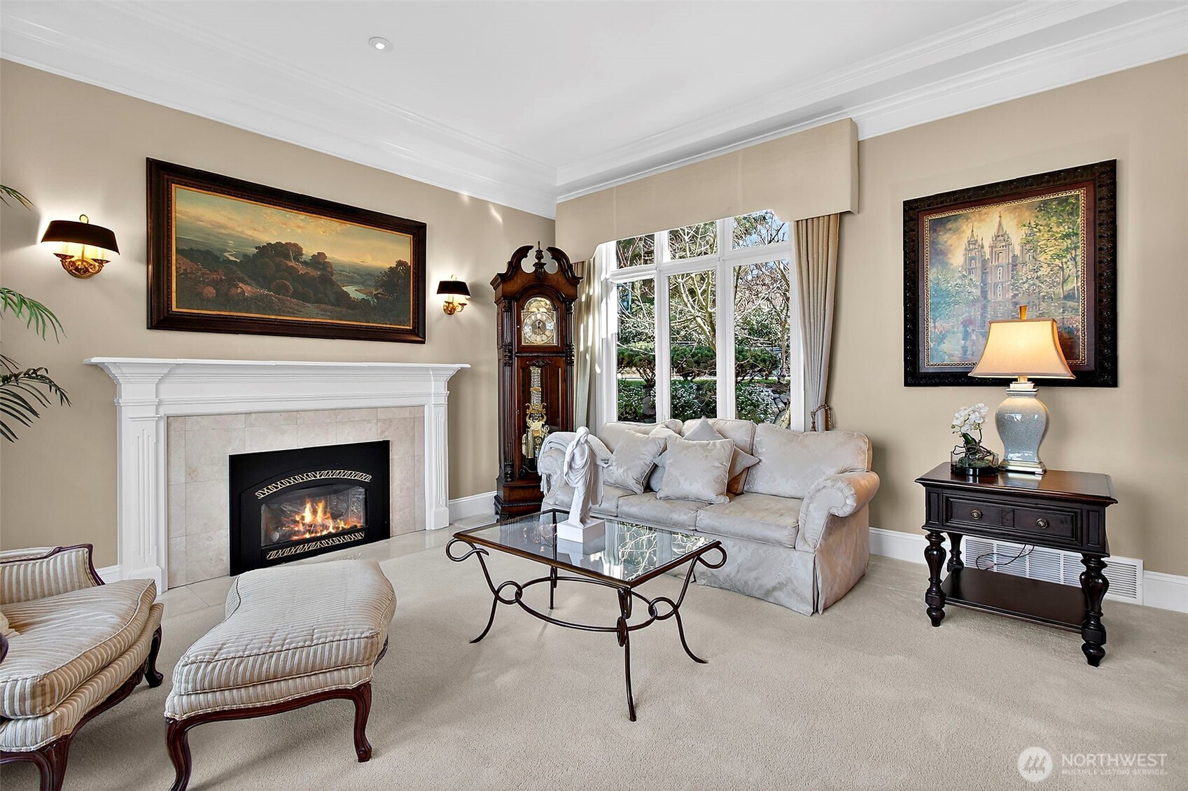 34529 5th Place Southwest Federal Way, WA 98023 - Photo 3 of 40 a living room with furniture a flat screen tv and a fireplace
